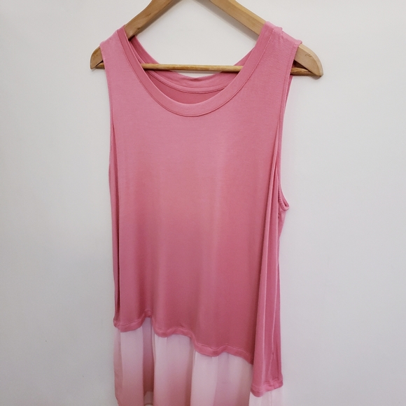 LOGO Lori Goldstein Pink Sleeveless Top Ombre Hem, Size M - Picture 2 of 5